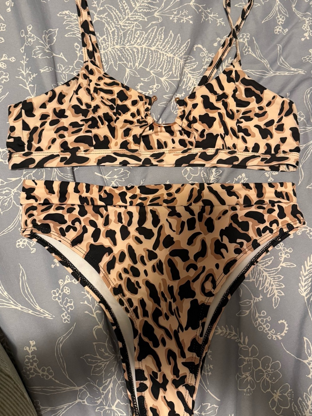 Leopard Print Bikini Set - Black & Cream